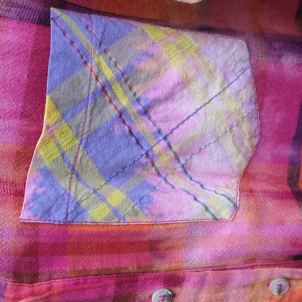 Plaid Cotton Button Down Shirt Small Oversized - Picture 3 of 6